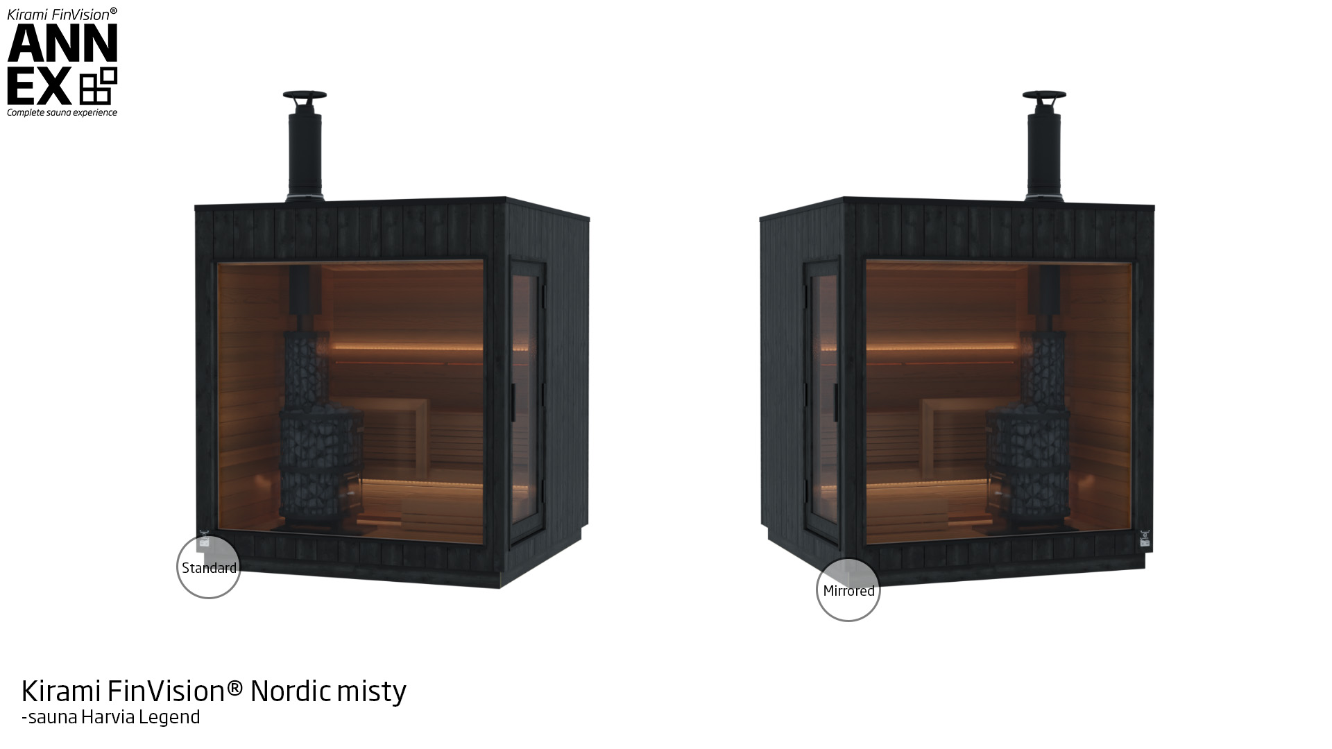 Kirami FinVision® -sauna Nordic misty with Harvia wooden heater | Kirami FinVision® Annex