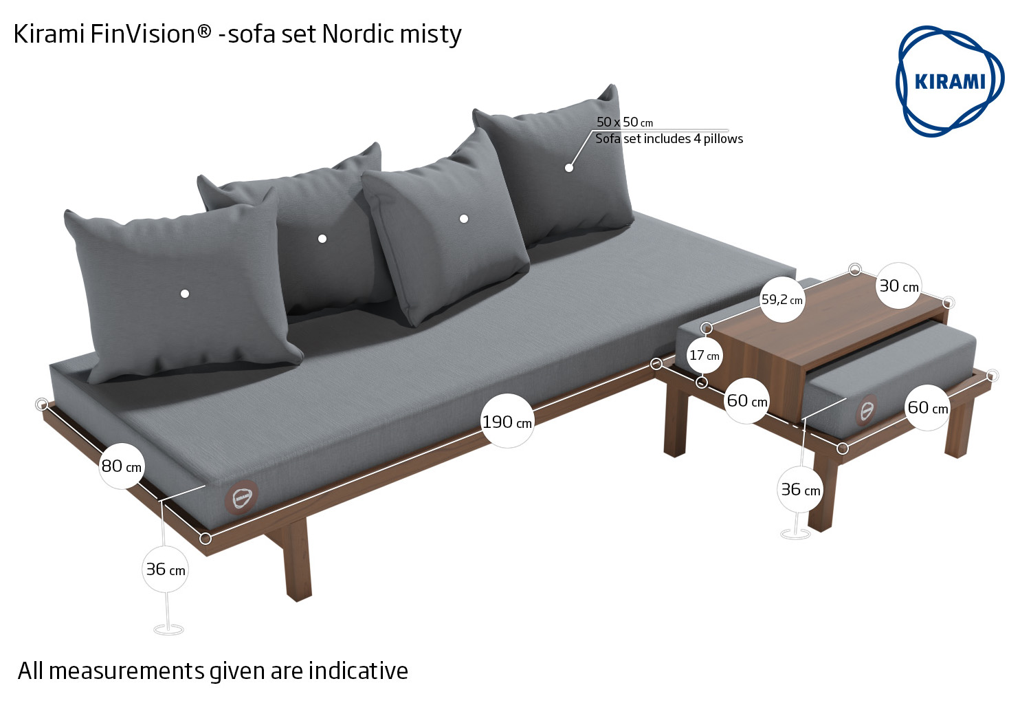 Kirami FinVision® -ensemble canapé Nordic misty