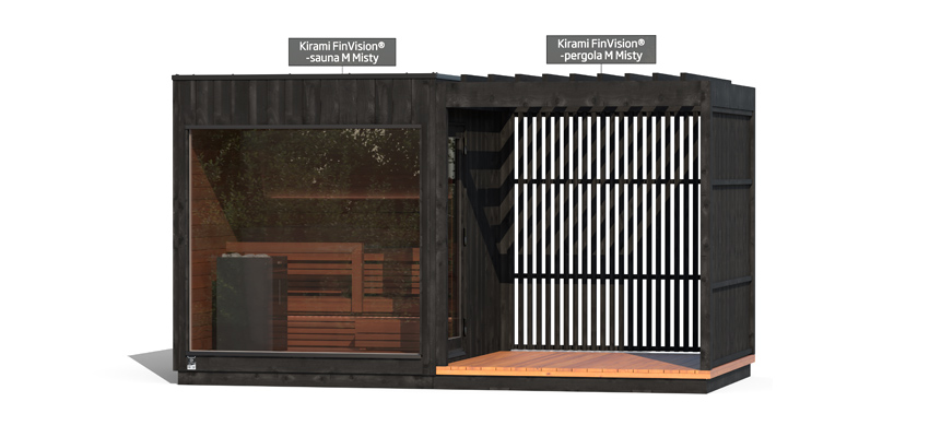 Kirami FinVision® -sauna M Misty, -pergola M Misty