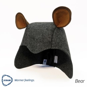 Kirami Tubhat Bear (pour adultes) - Ce bonnet de sauna gris et ses oreilles brunes.