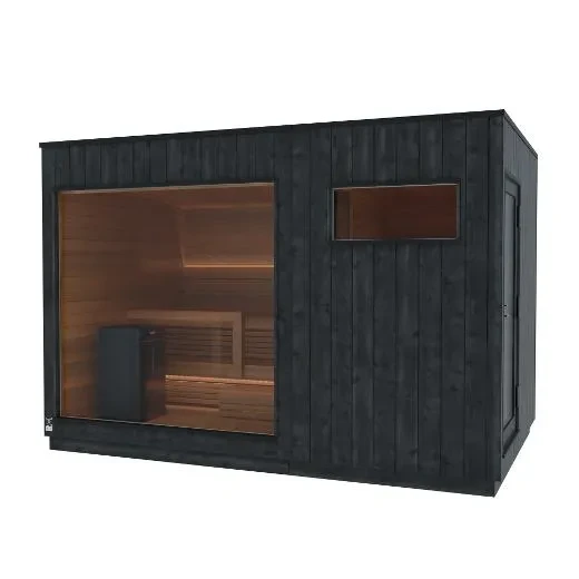 Kirami FinVision® -sauna et -vestiaire 2-portes, Nordic misty, Droit (Annex)