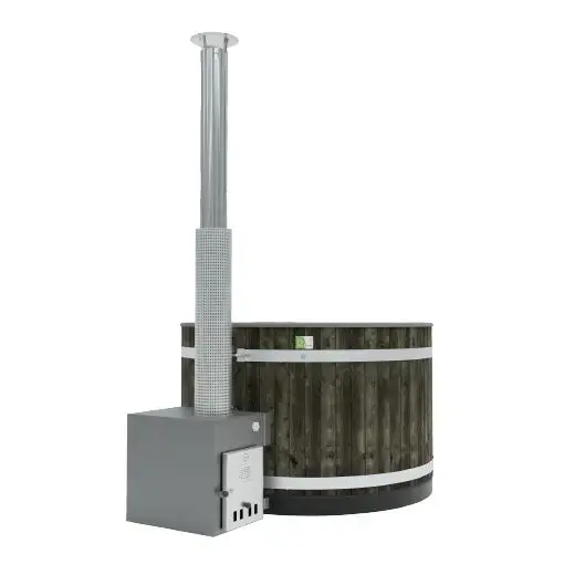 Le poêle externe Macu pour le bain nordique.