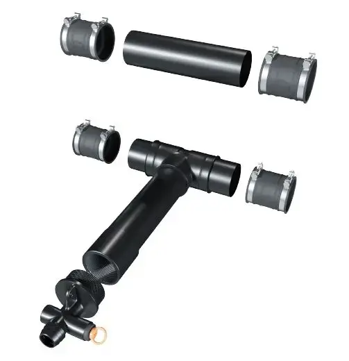 A middle outlet kit to be placed between the heater and the tub